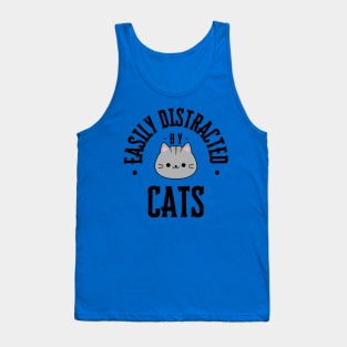 Easily Distracted by Cats, Black Print Tank Top